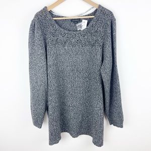 Lane Bryant Pointelle Gray Marled Sweater Size 22/24 NWT
